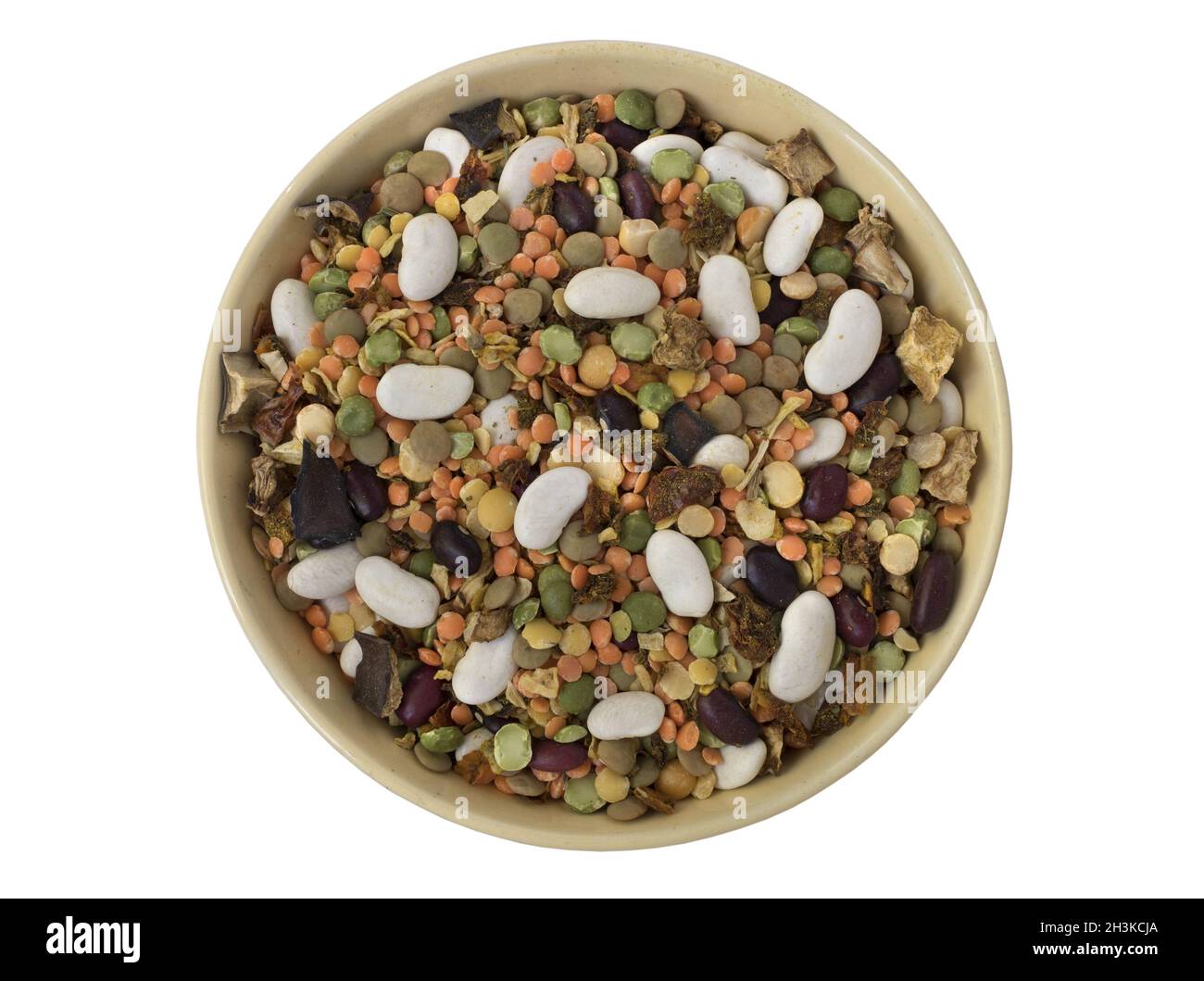 Dried Legumes Soup Mix in a bowl, close up. Stock Photo