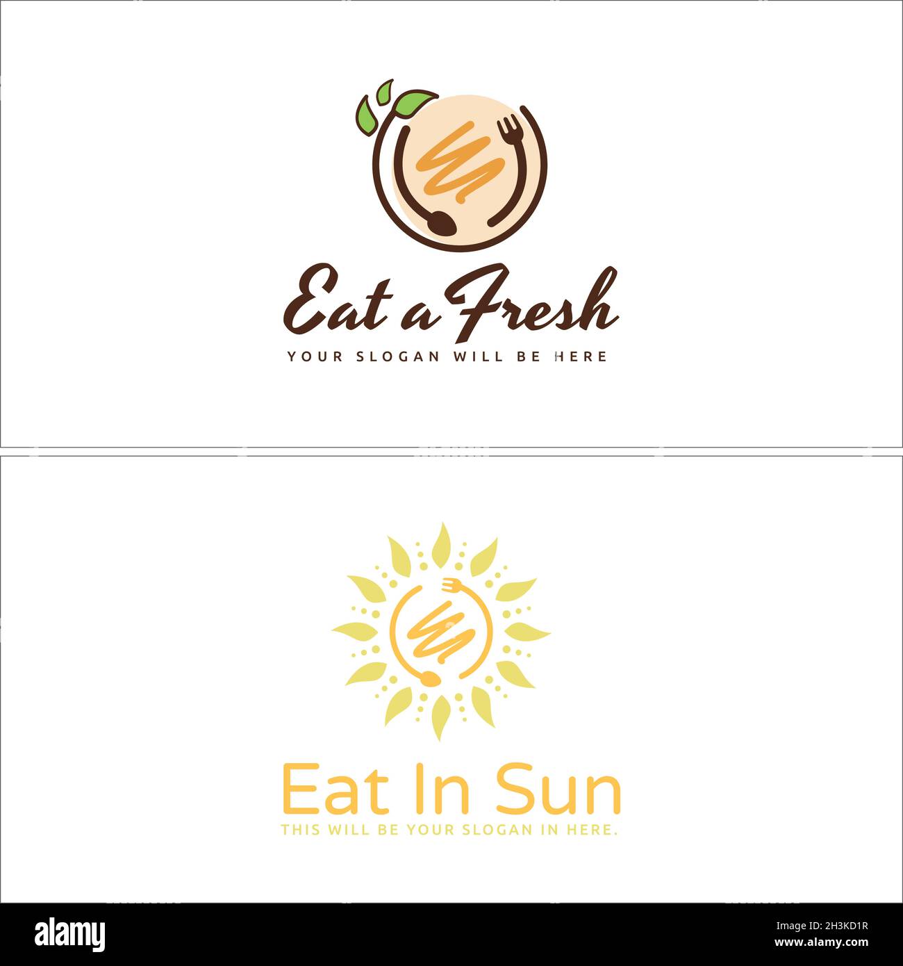 Modern food healthy spoon fork logo design Stock Vector