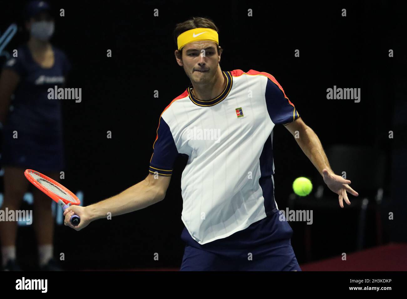 Saint Petersburg, Russia - 29 october 2021: Tennis. Taylor Fritz plays  during a match against John Millman at the St.Petersburg Open 2021 tennis  tournament. Taylor Fritz Stock Photo - Alamy