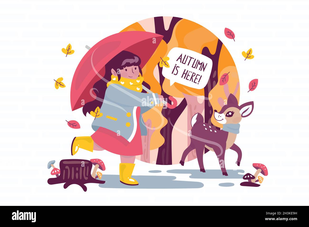 hand drawn autumn background with leaves vector design illustration ...