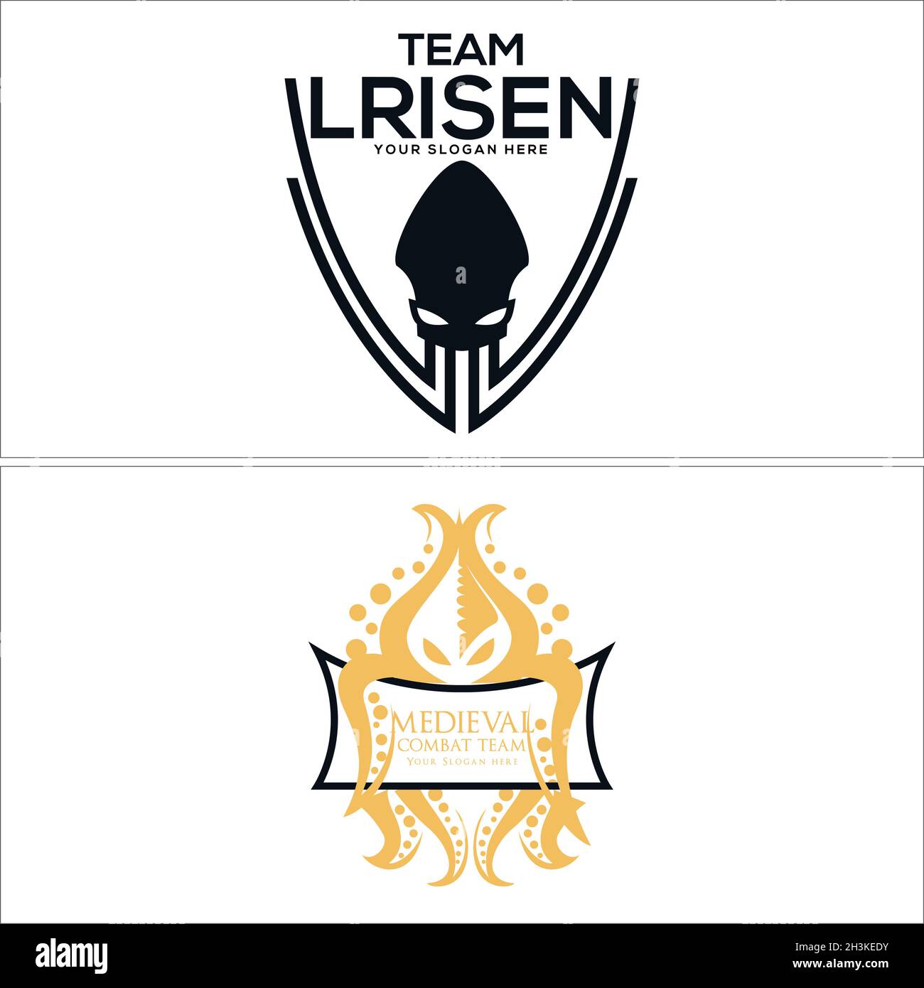 Modern spider octopus vector flat line logo design Stock Vector