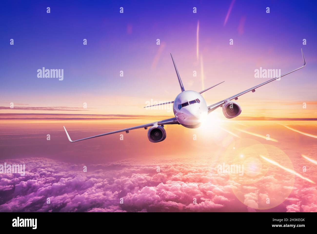 Airplane sky sunrise hi-res stock photography and images - Alamy