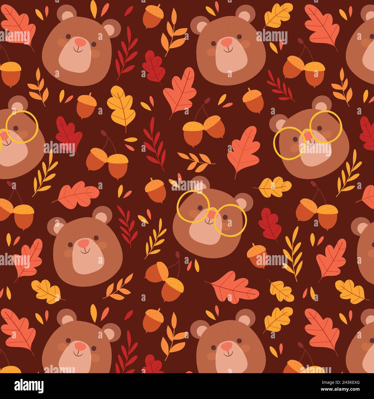 hand drawn cute autumn pattern vector design illustration Stock Vector