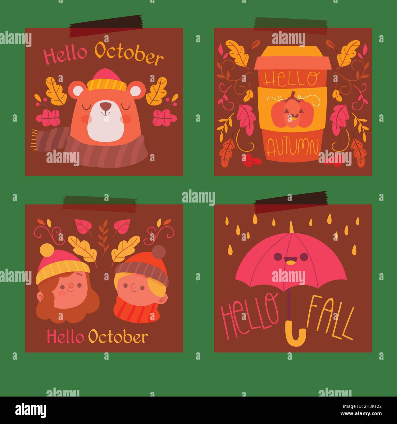 pack autumn cards vector design illustration Stock Vector Image & Art ...