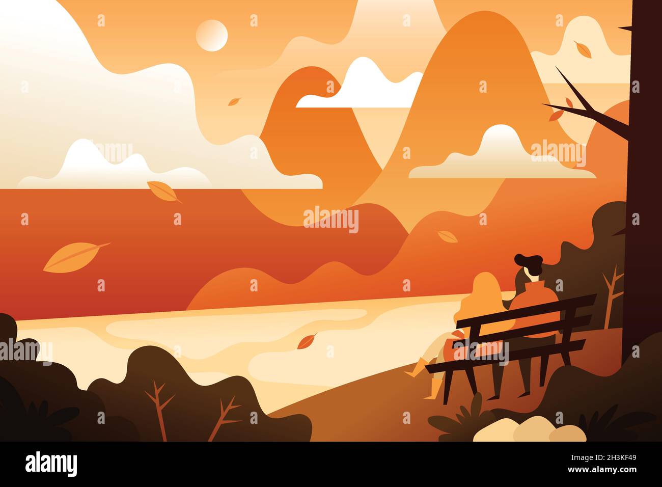 hand drawn autumn background with leaves vector design illustration ...