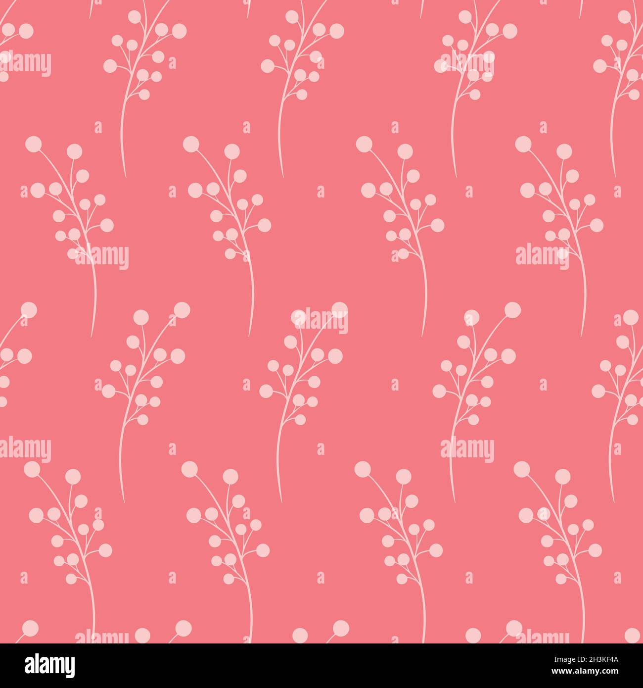 Coral seamless pattern with botanical twigs, vector illustration Stock ...