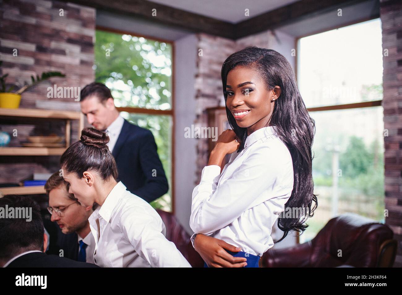 Successful team at work. Group of young business people Stock Photo