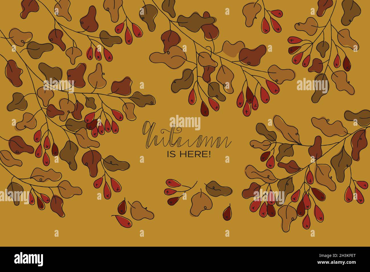 hand drawn autumn leaves background vector design illustration Stock ...