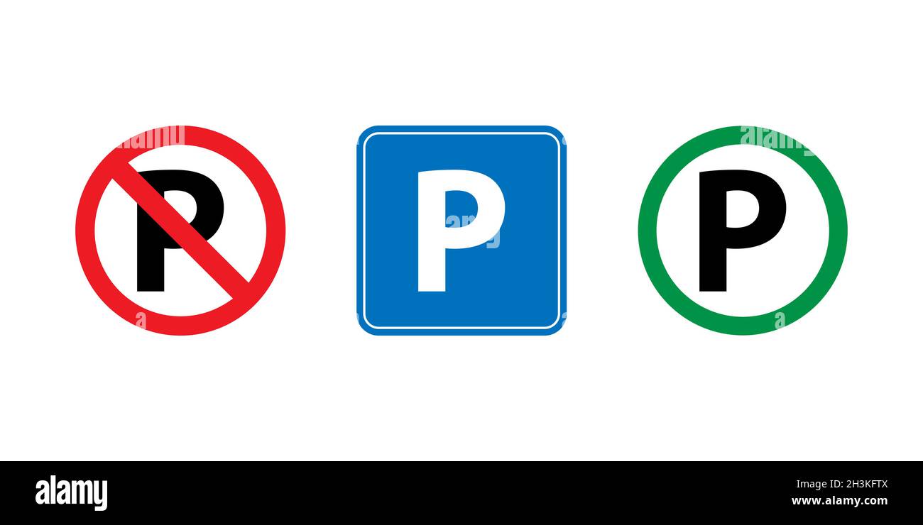 Parking sign icon set simple design Stock Vector