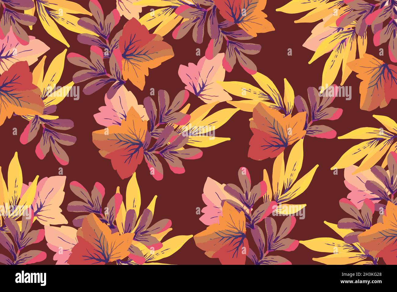 watercolor autumn background with leaves vector design illustration ...