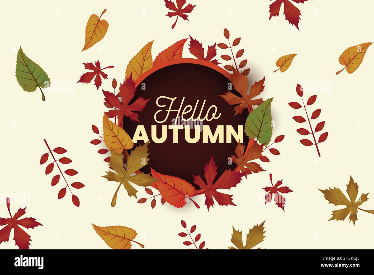 realistic autumn background with leaves vector design illustration ...