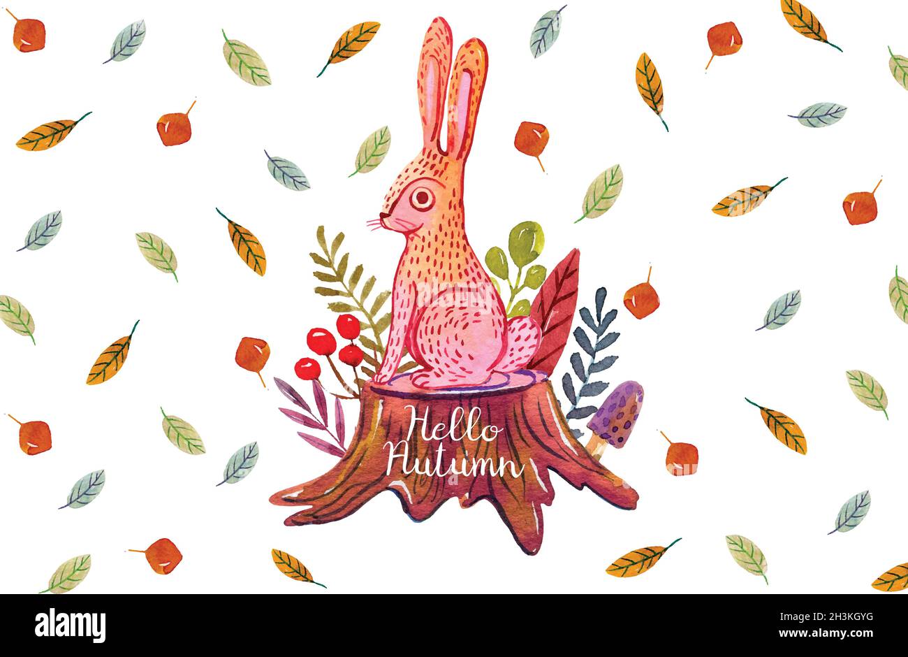 watercolor autumn background with leaves vector design illustration ...