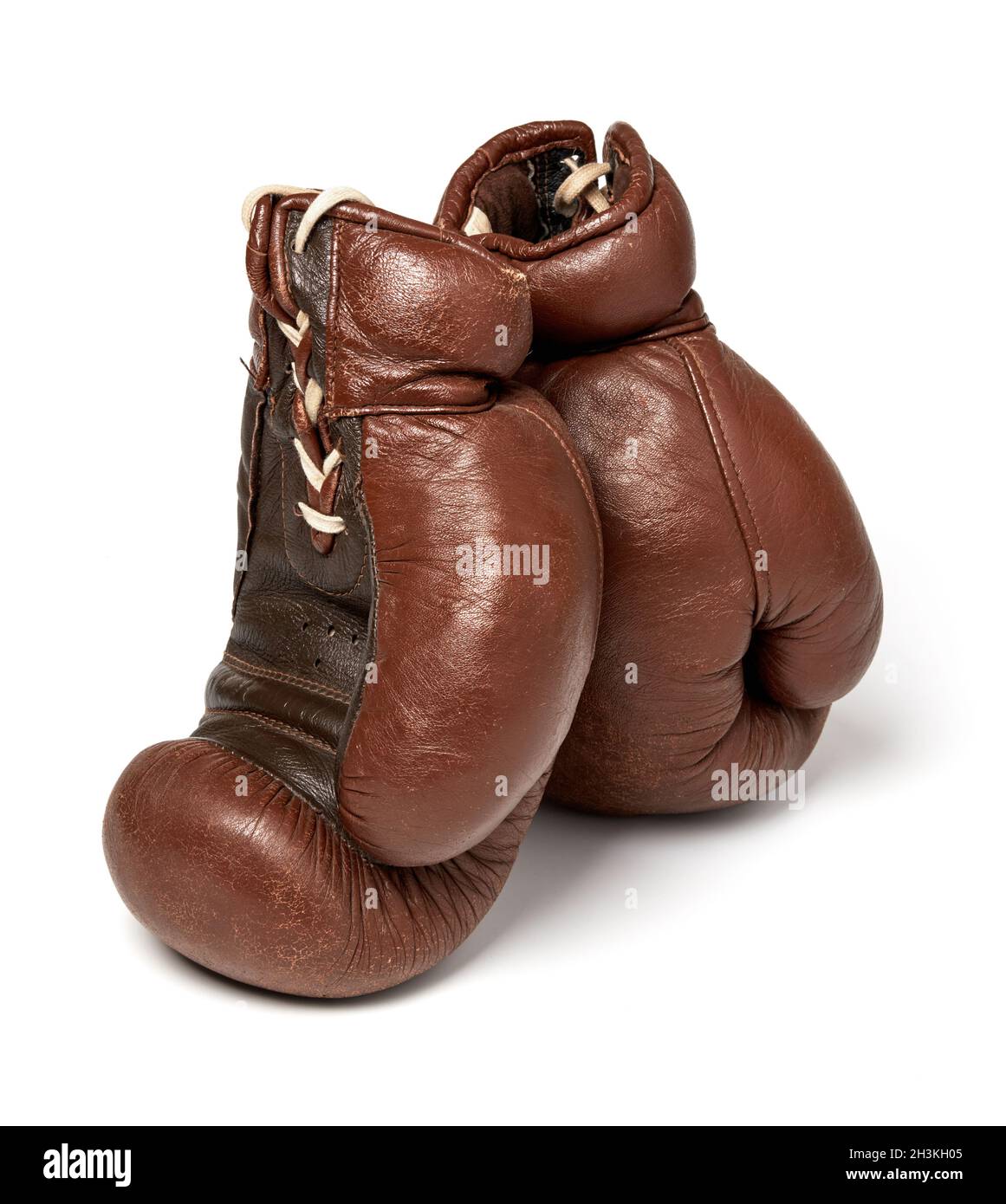 Used boxing gloves on white background Stock Photo Alamy