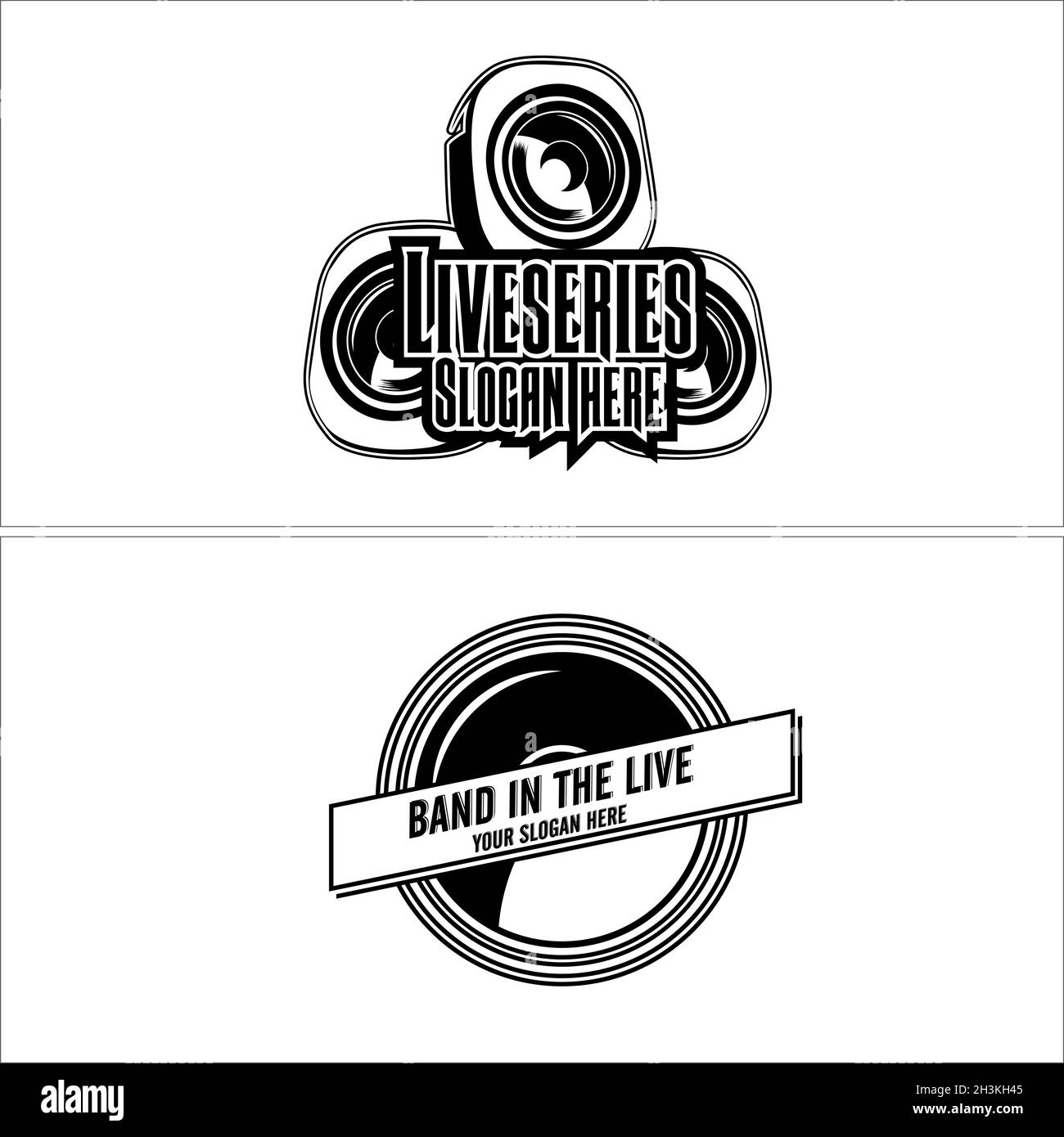 Set of event band speaker music logo design Stock Vector