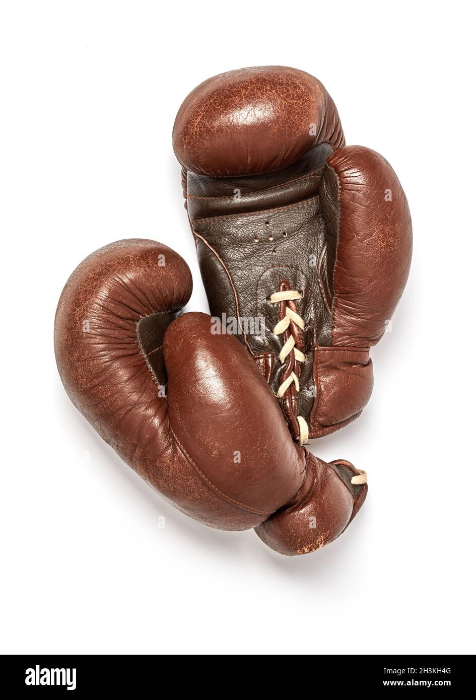 Used boxing gloves on white background Stock Photo Alamy