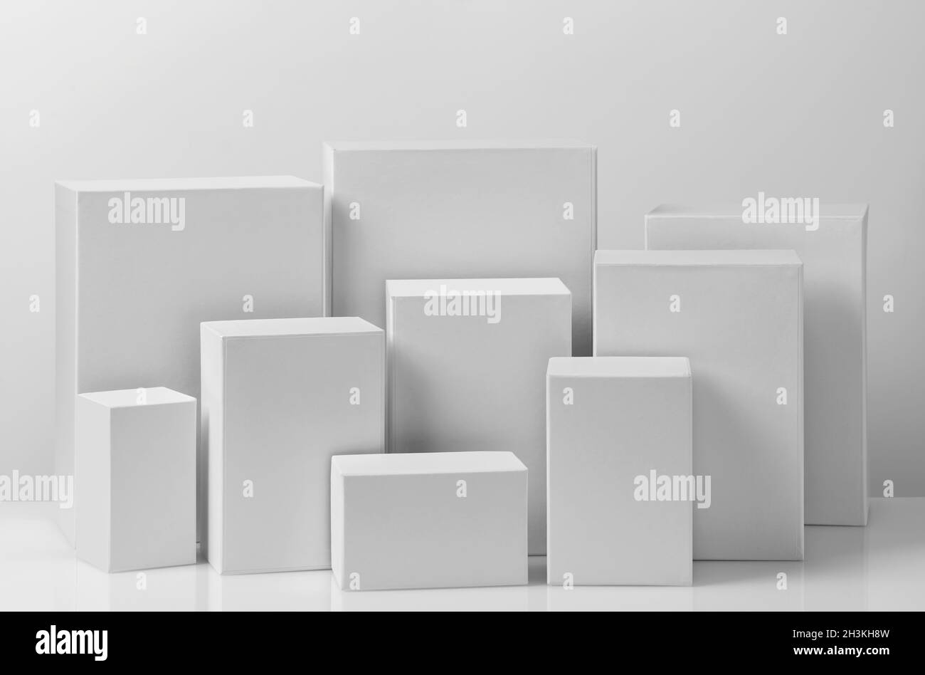 Gray different size boxes Stock Photo Alamy