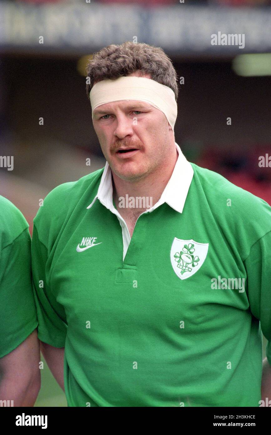 File photo dated 18/3/1995 of lock David Tweed before the Wales v Ireland Five Nations Championship at Cardiff Arms Park. The former Ireland rugby international has died in a crash in Co Antrim. Mr Tweed died at the scene on Whitepark Road close to Dunseverick on Thursday. Issue date: Friday October 29, 2021. Stock Photo