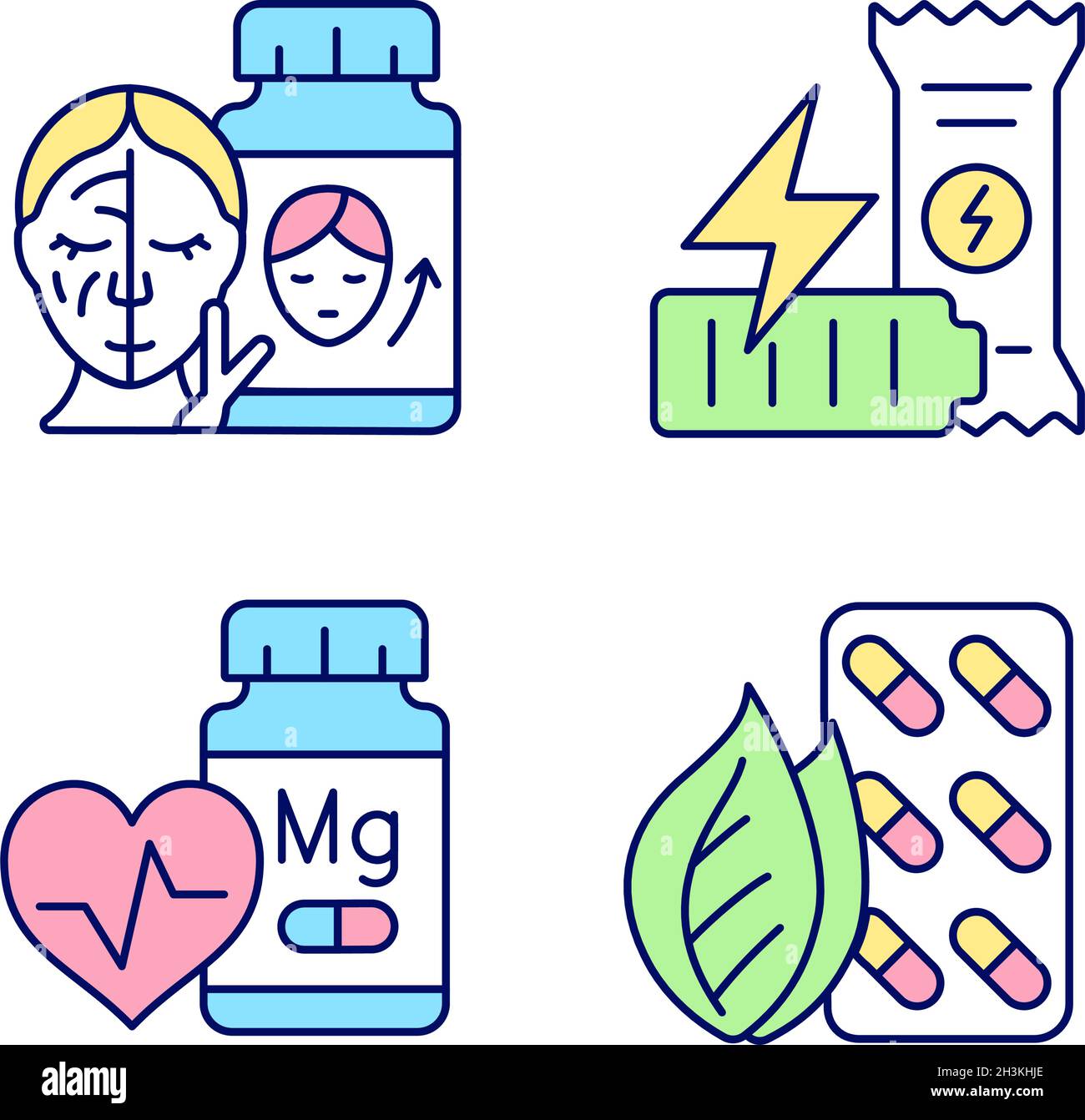 Food supplements RGB color icons set Stock Vector Image & Art - Alamy
