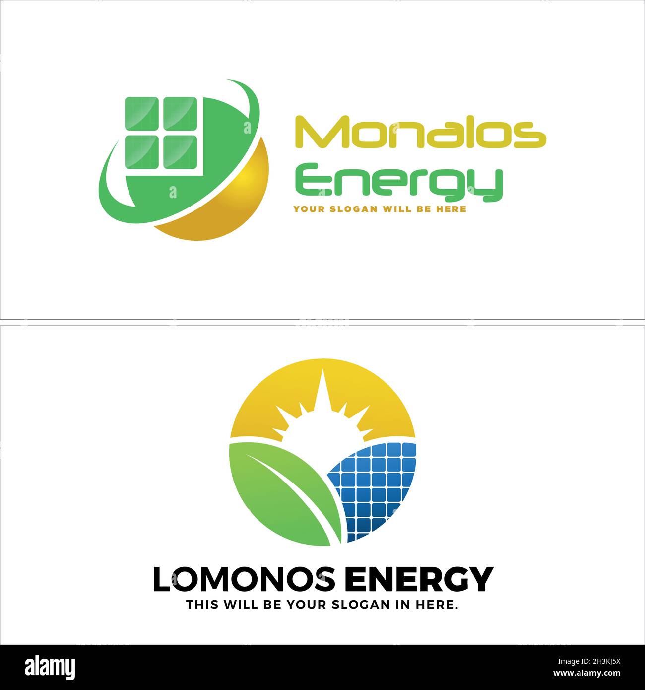 Modern natural energy solar panel sun logo design Stock Vector