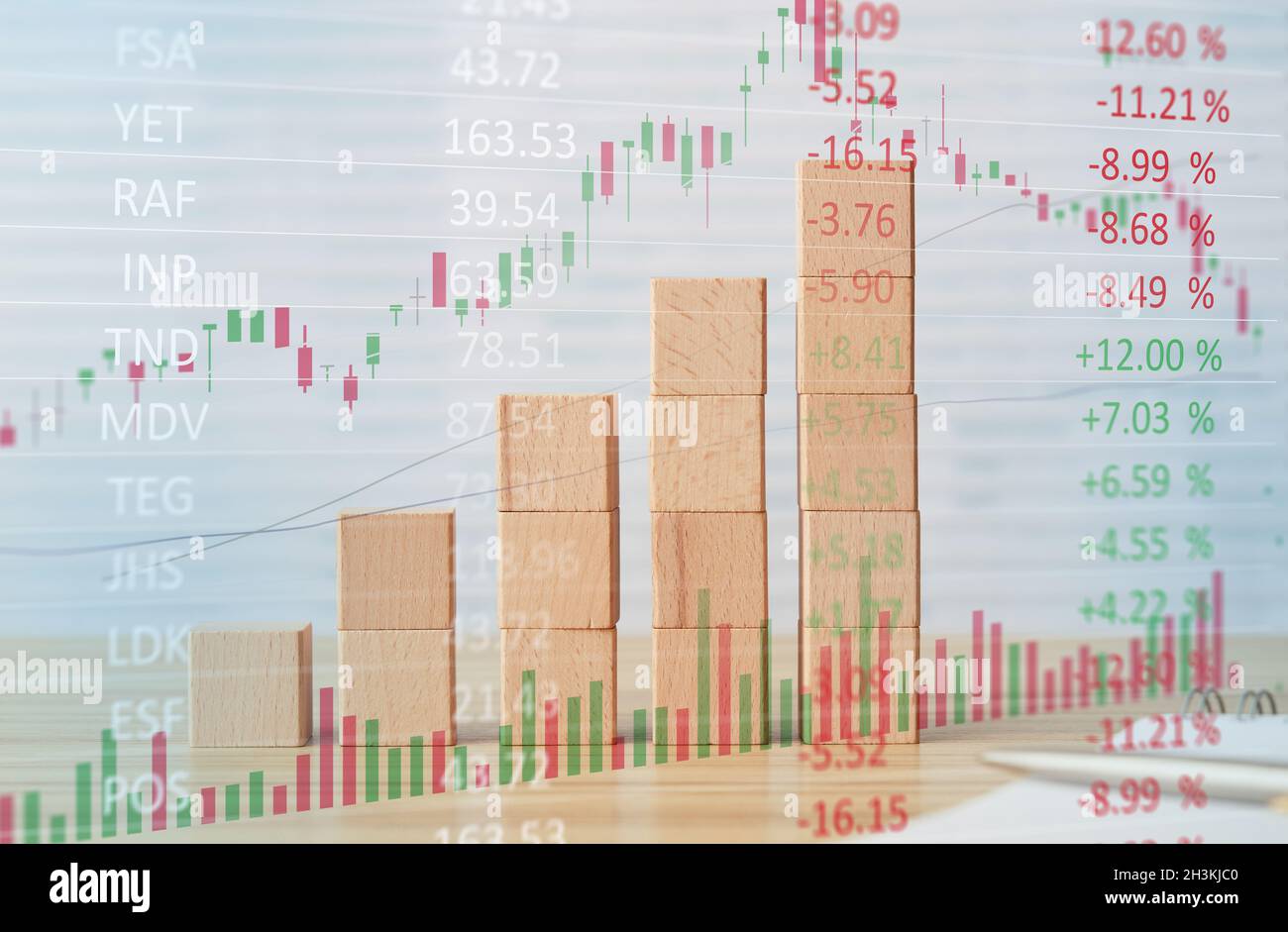 Stock market data and cubes chart Stock Photo Alamy