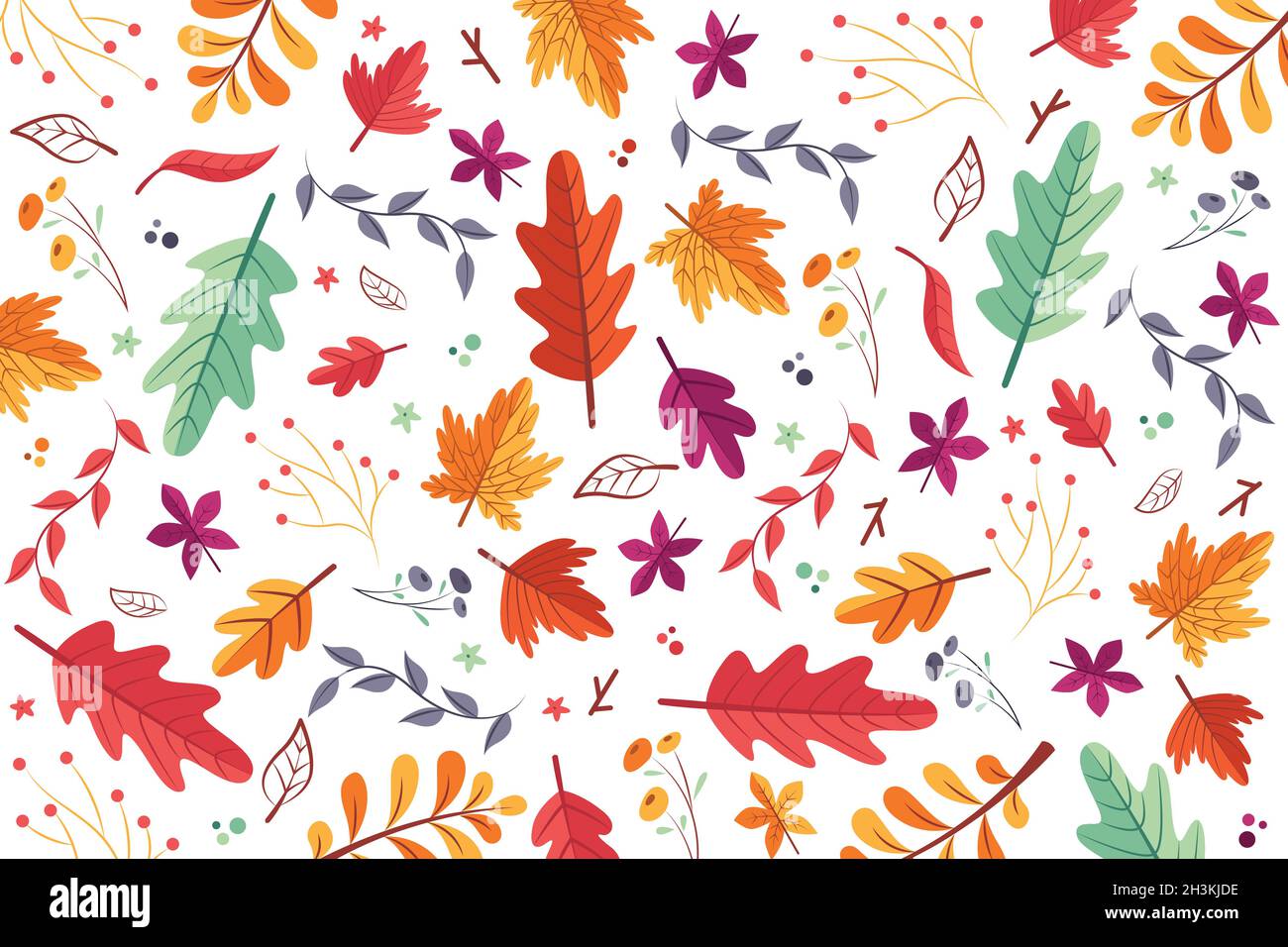 hand drawn autumn leaves background vector design illustration Stock ...
