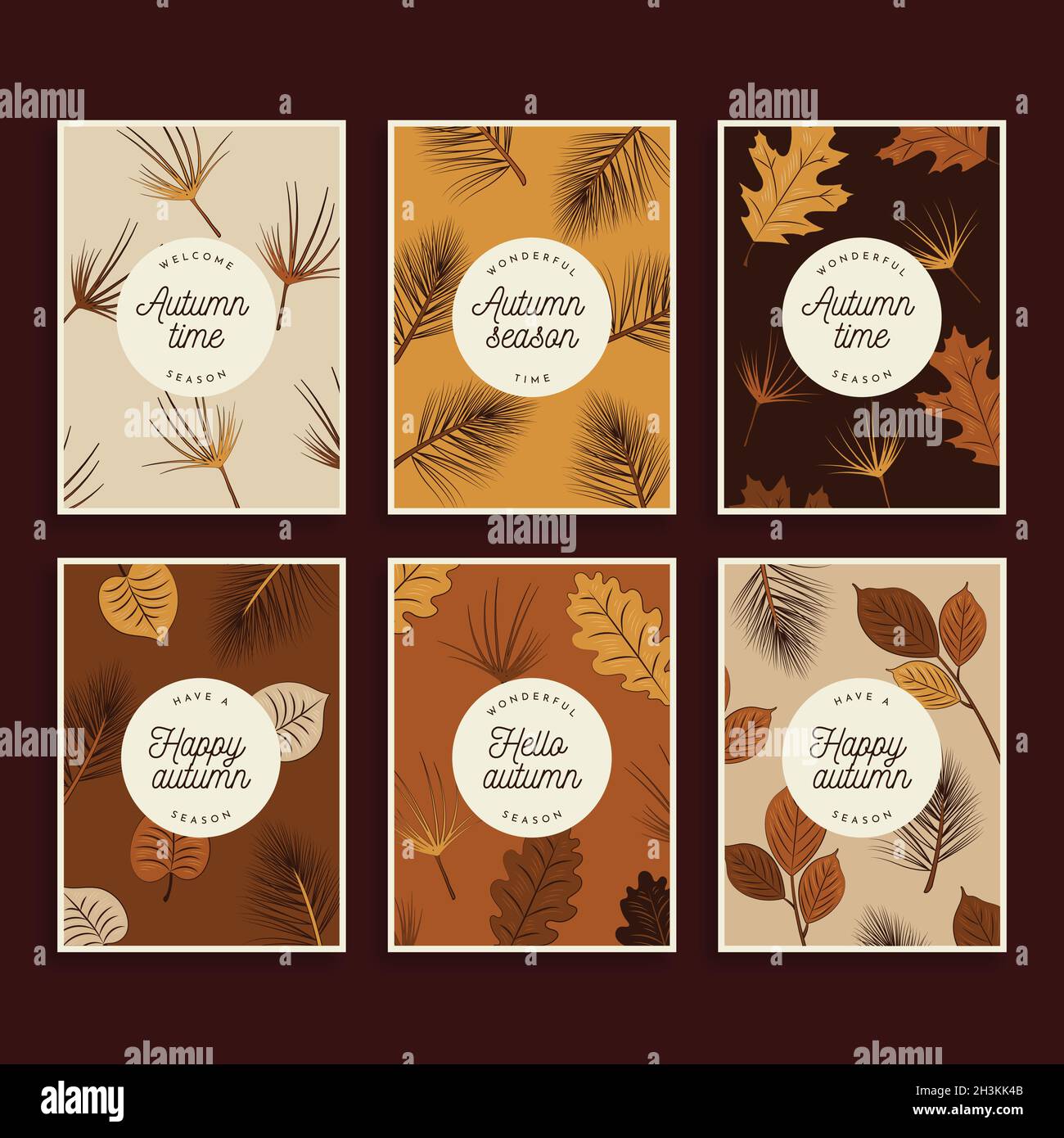 vintage autumn card collection vector design illustration Stock Vector ...