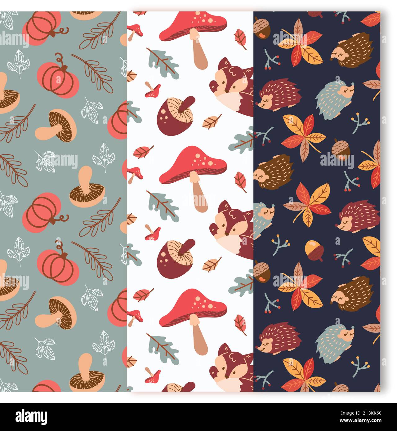 pack hand drawn autumn patterns vector design illustration Stock Vector ...