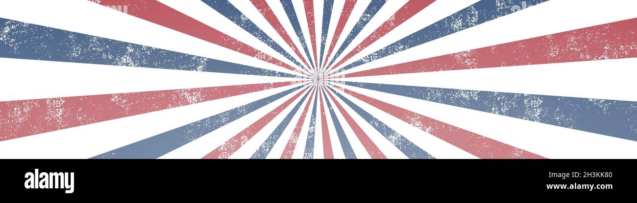 Abstract grunge rays background. USA colors. Stock Vector