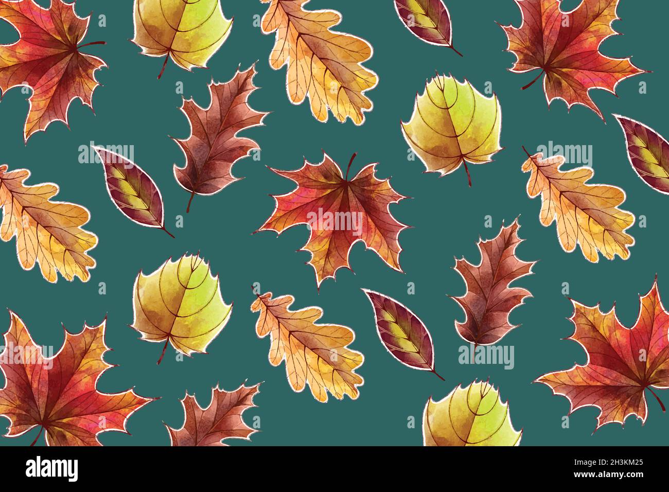 hand drawn autumn leaves background vector design illustration Stock ...