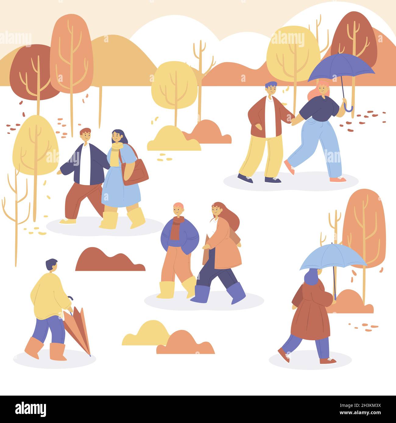 people walking autumn vector design illustration Stock Vector Image ...