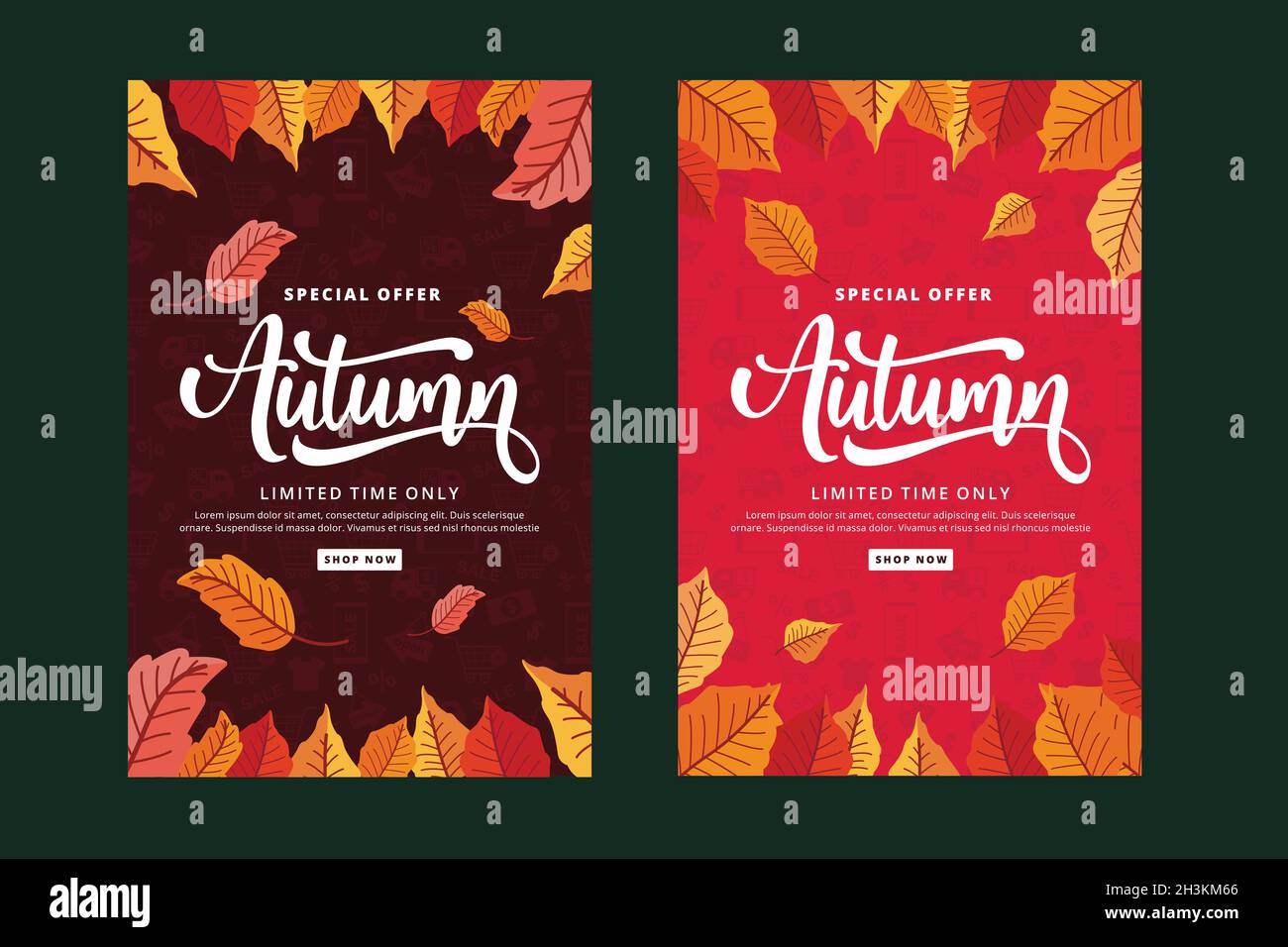autumn banner template flat vector design illustration Stock Vector