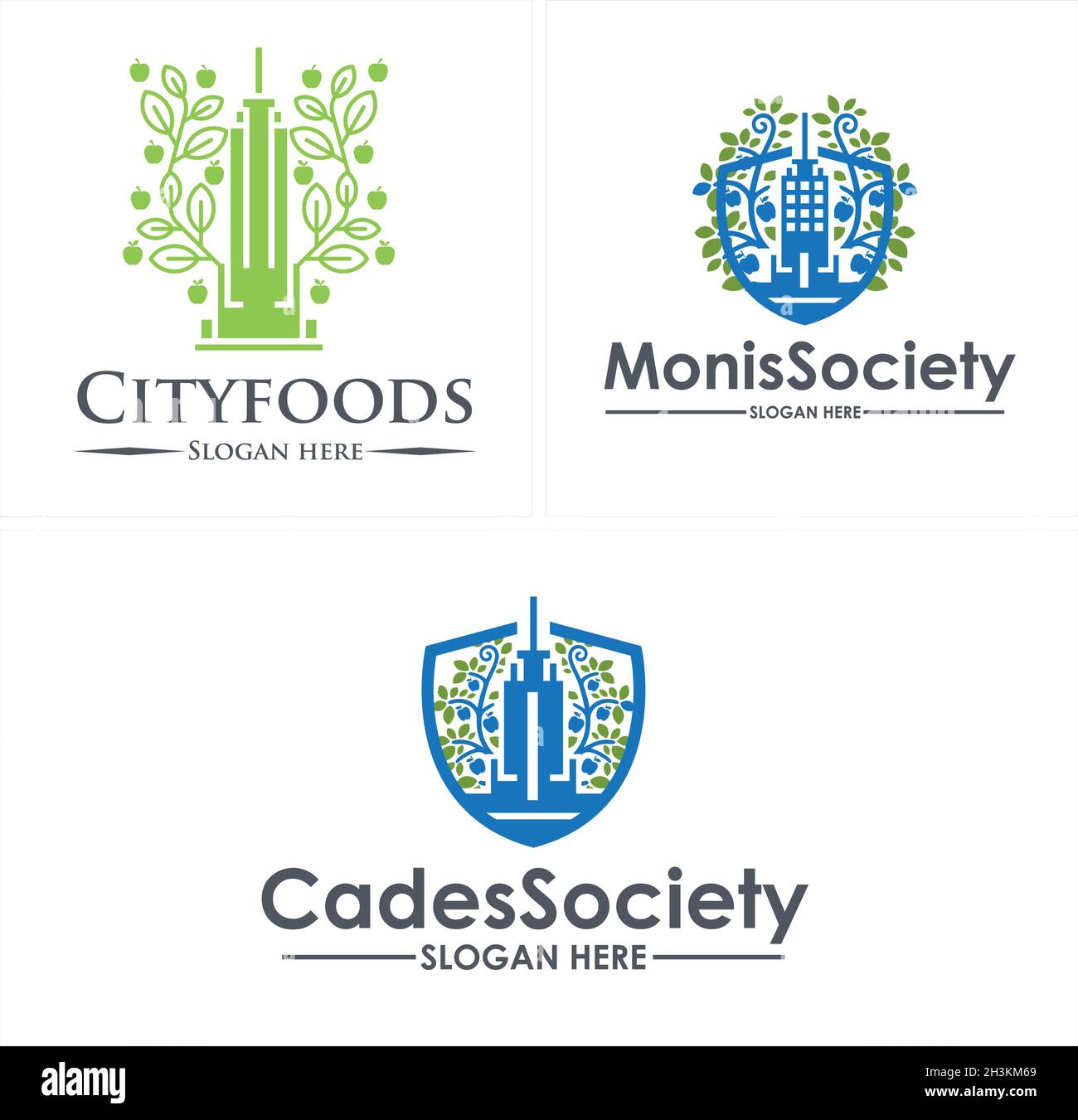 Modern city building town society logo design Stock Vector