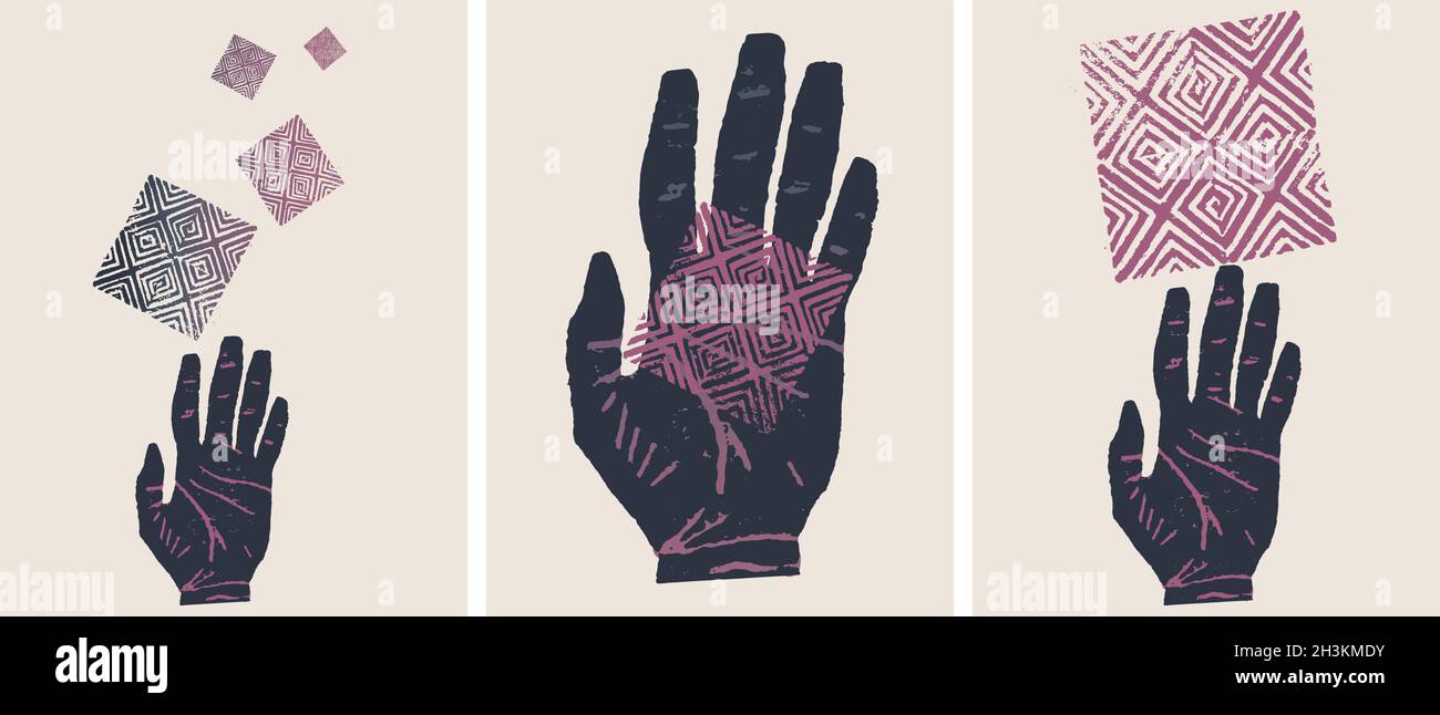 Abstract Hand Art Patterns Abstract hand with pattern, graphic resource for posters, invitations ...