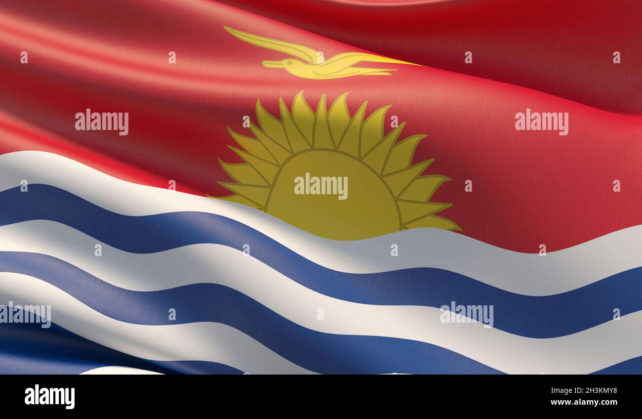 High resolution close-up flag of Kiribati. 3D illustration. Stock Photo