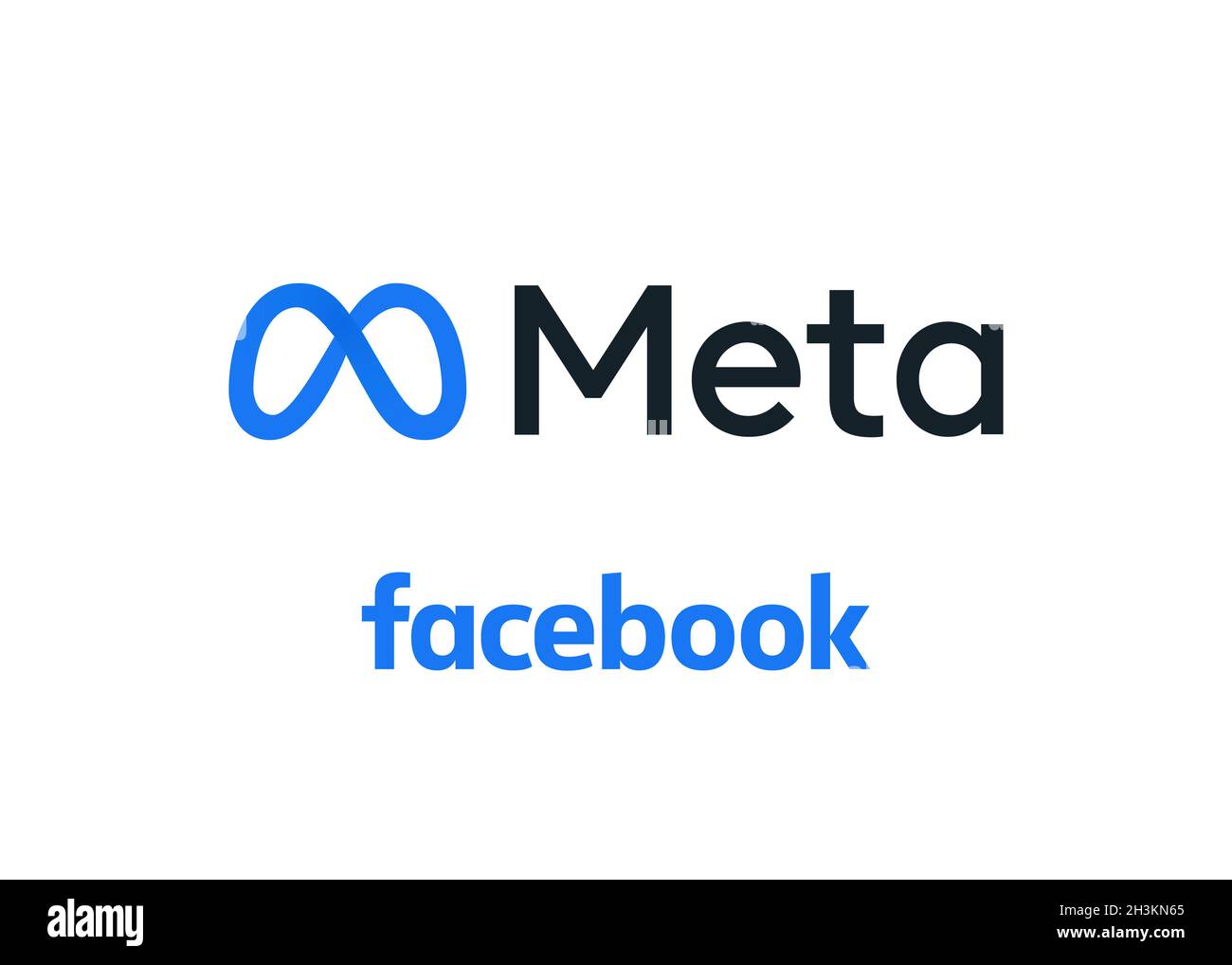 Facebook corporate restructurings and renaming to Meta, changed logo, white  background. Announced Facebook Company at the annual Facebook Connect 2021  Stock Photo - Alamy