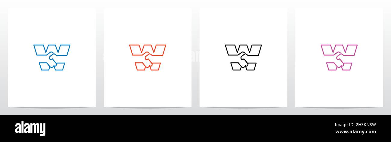 Handshake Outline On Letter Logo Design W Stock Vector Image & Art - Alamy