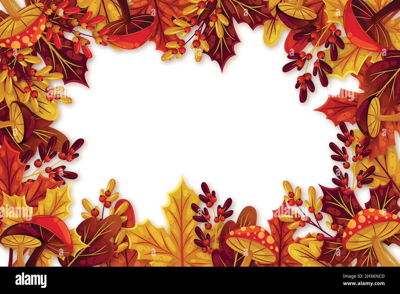 flat autumn background with leaves vector design illustration Stock Vector