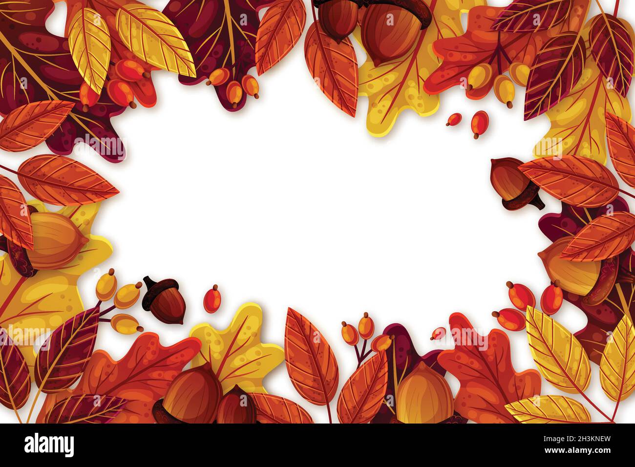 flat autumn background with leaves vector design illustration Stock ...