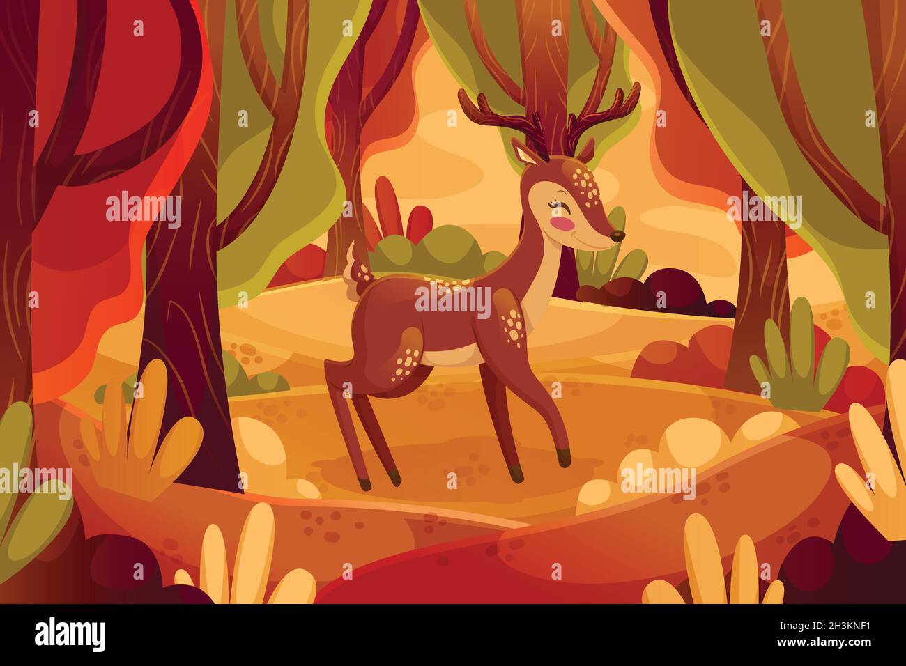 flat autumn background with leaves vector design illustration Stock Vector