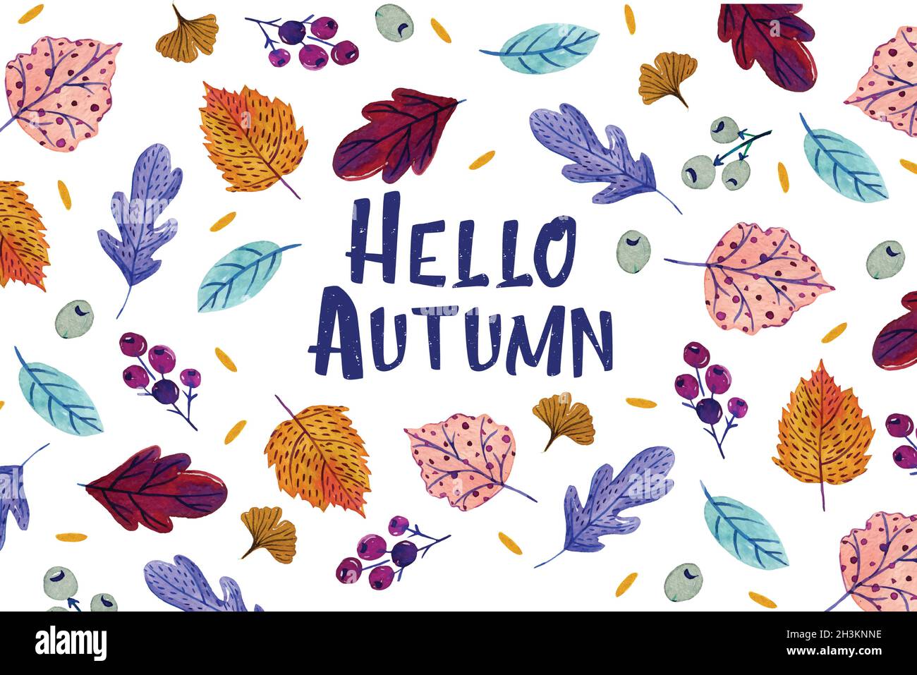 hand drawn autumn leaves background vector design illustration Stock ...