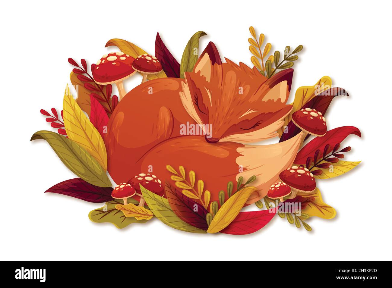 flat autumn background with leaves vector design illustration Stock Vector