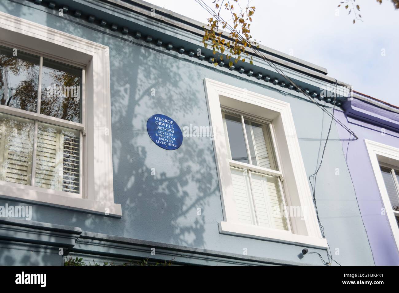 A blue plaque outside the former home of Orwell on Portobello