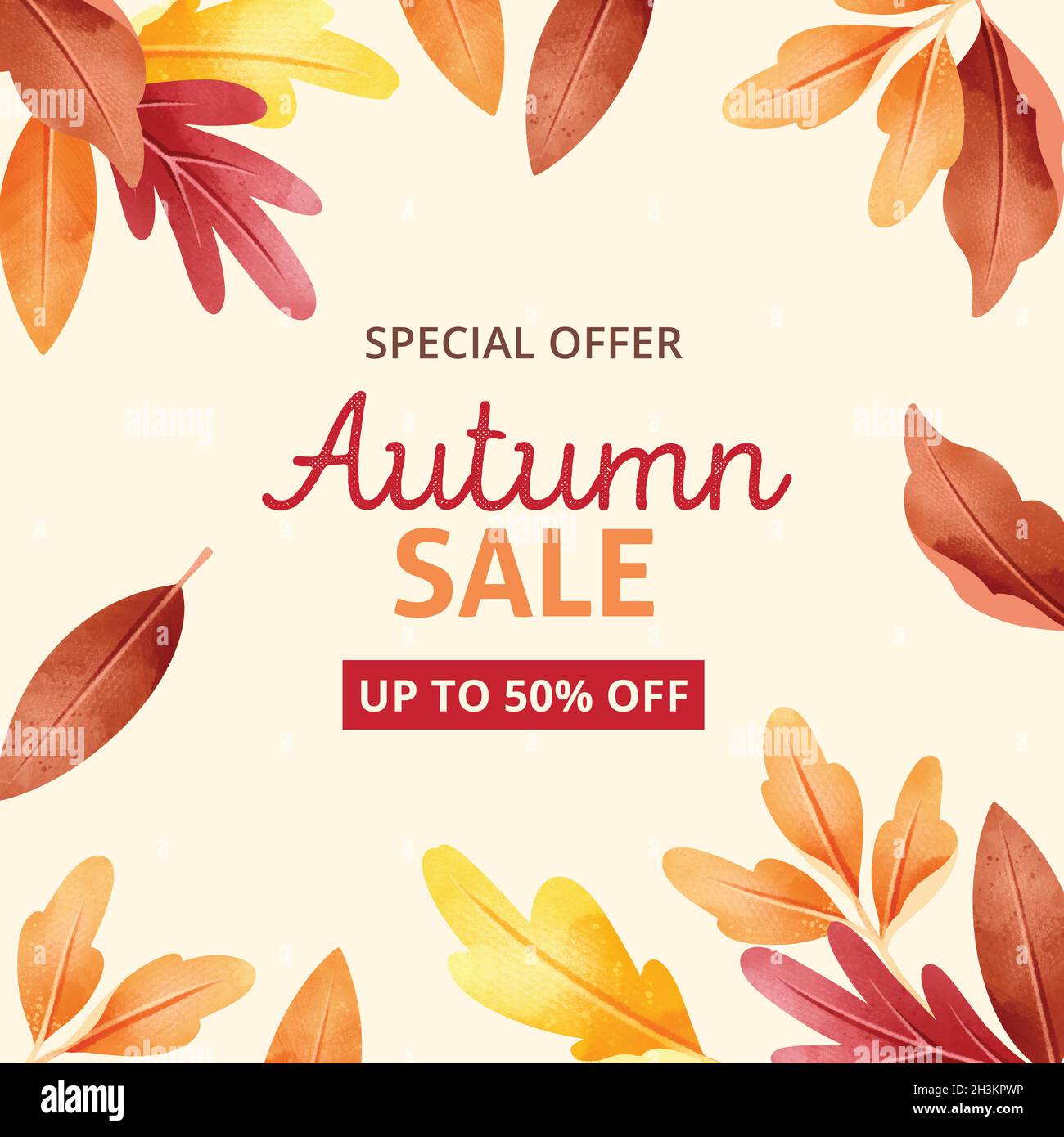 autumn sale with dried leaves vector design illustration Stock Vector