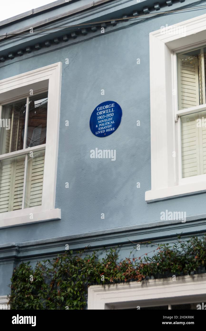 A blue plaque outside the former home of Orwell on Portobello