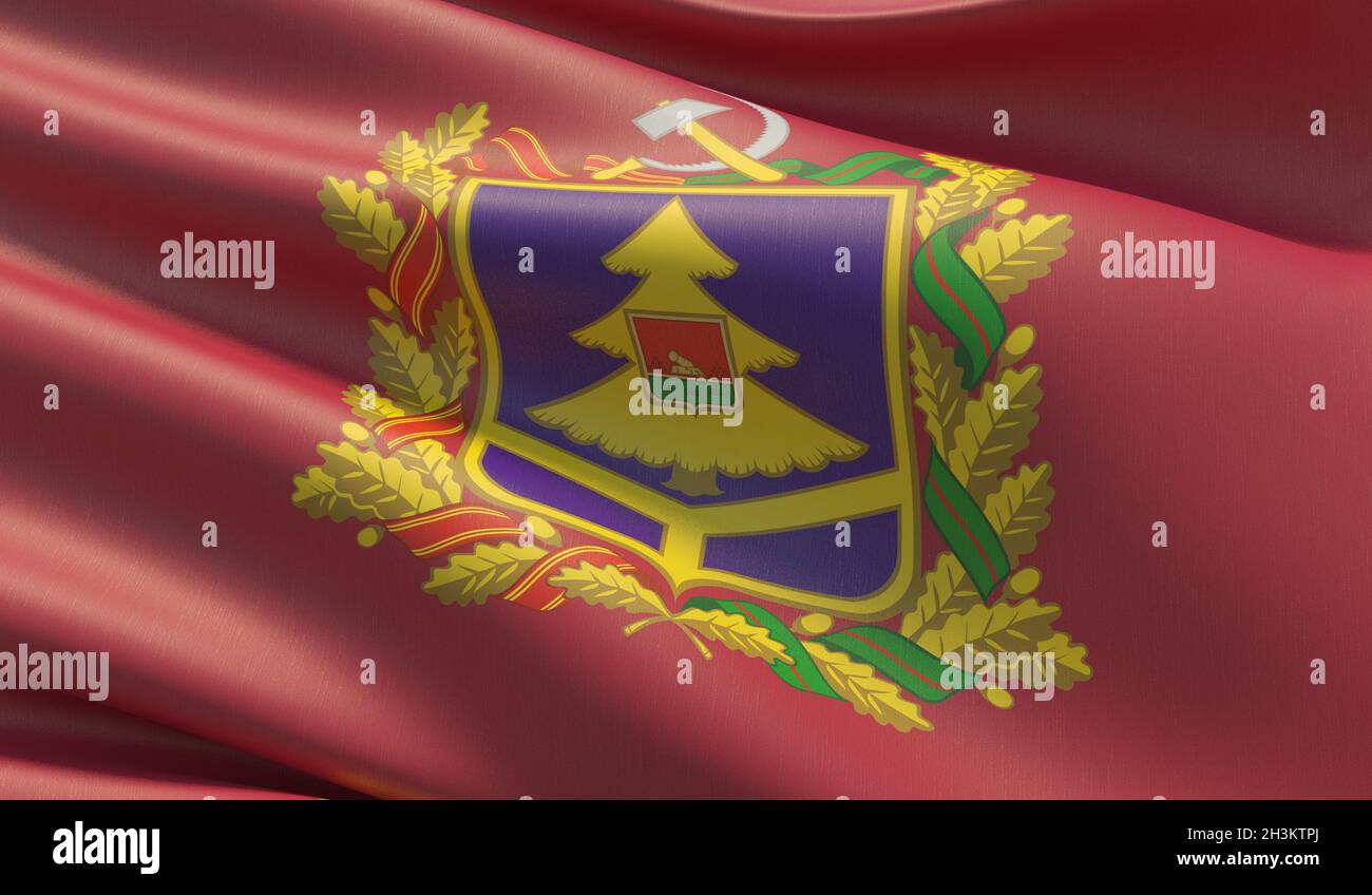 Flag of Bryansk Oblast. High resolution close-up 3D illustration. Flags ...