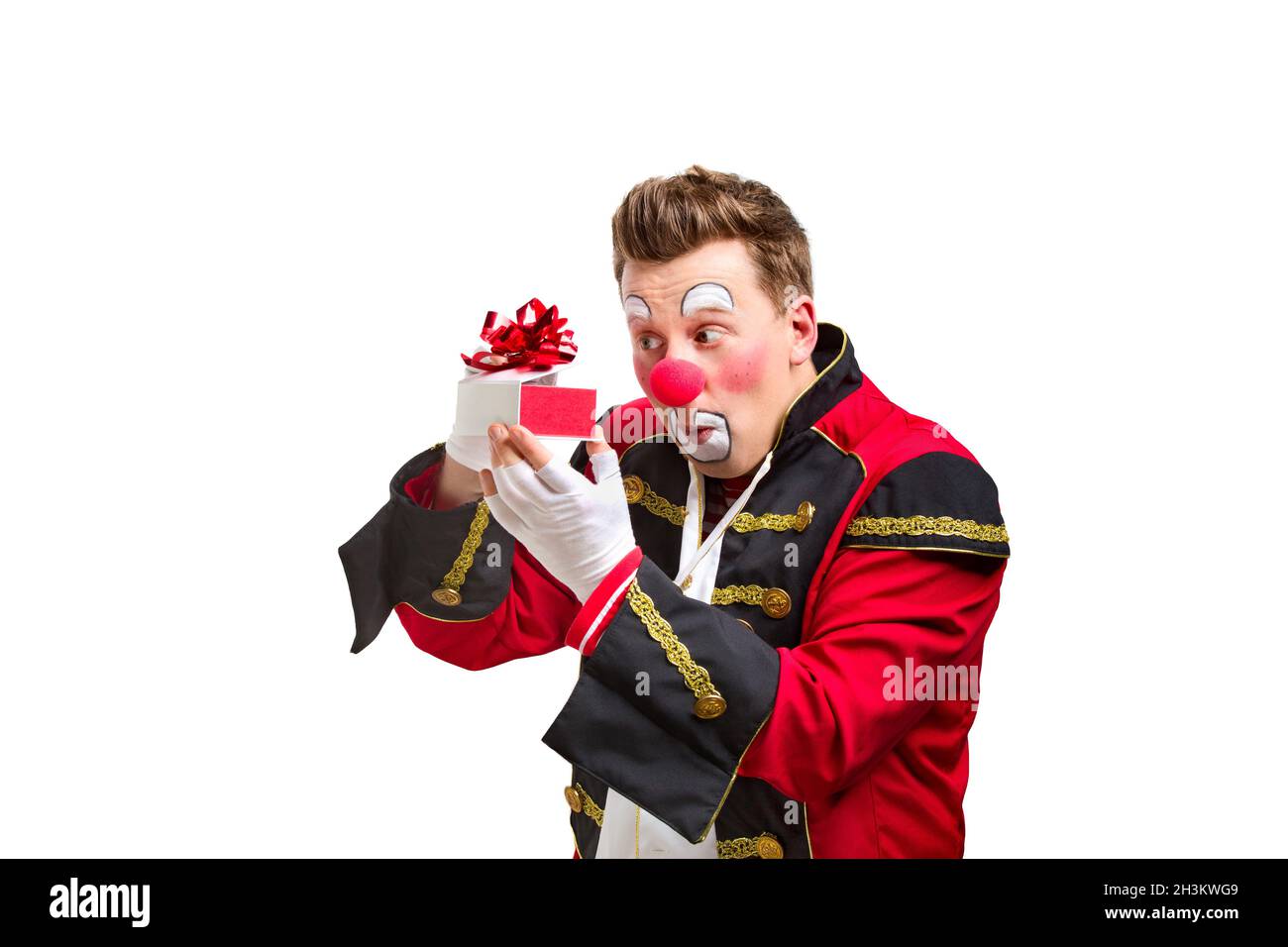 A funny clown with smiling joyful expression Stock Photo