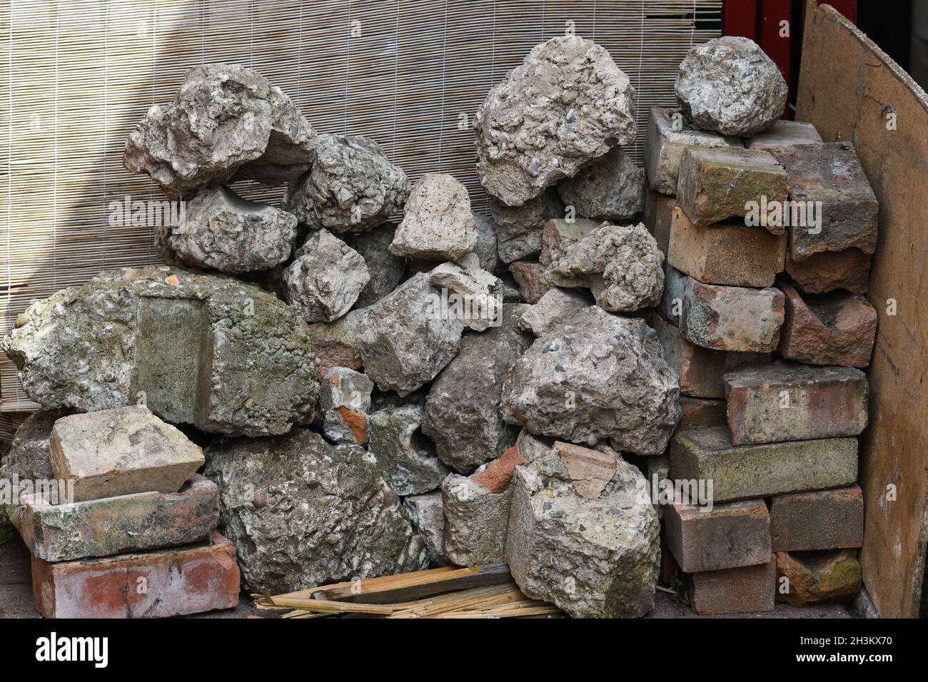 a pile of builders rubble Stock Photo
