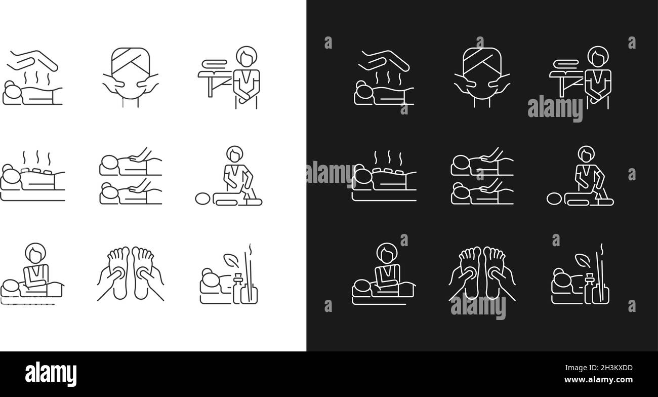 Spa treatments linear icons set for dark and light mode Stock Vector ...