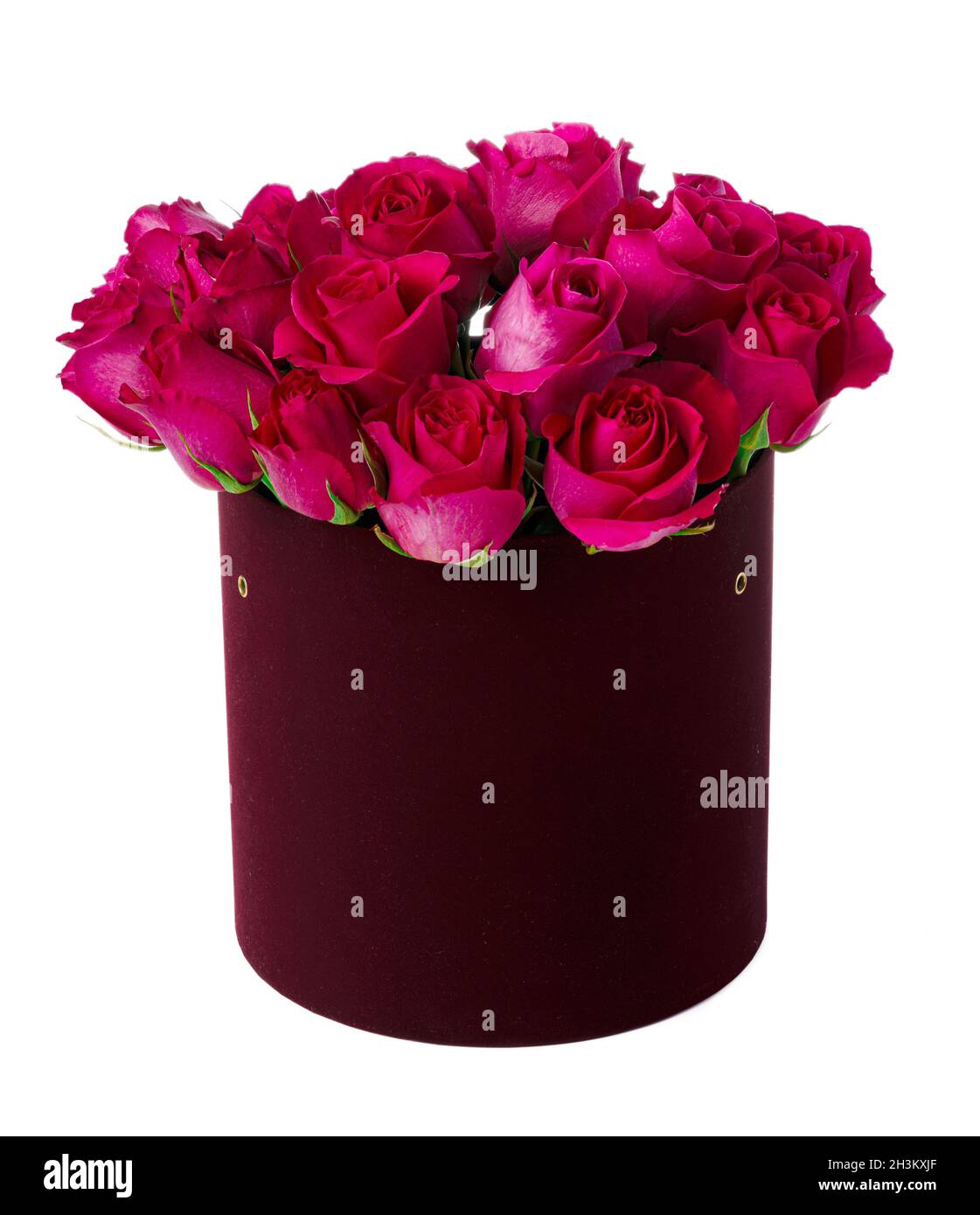 Pink roses in a box isolated on white background Stock Photo Alamy