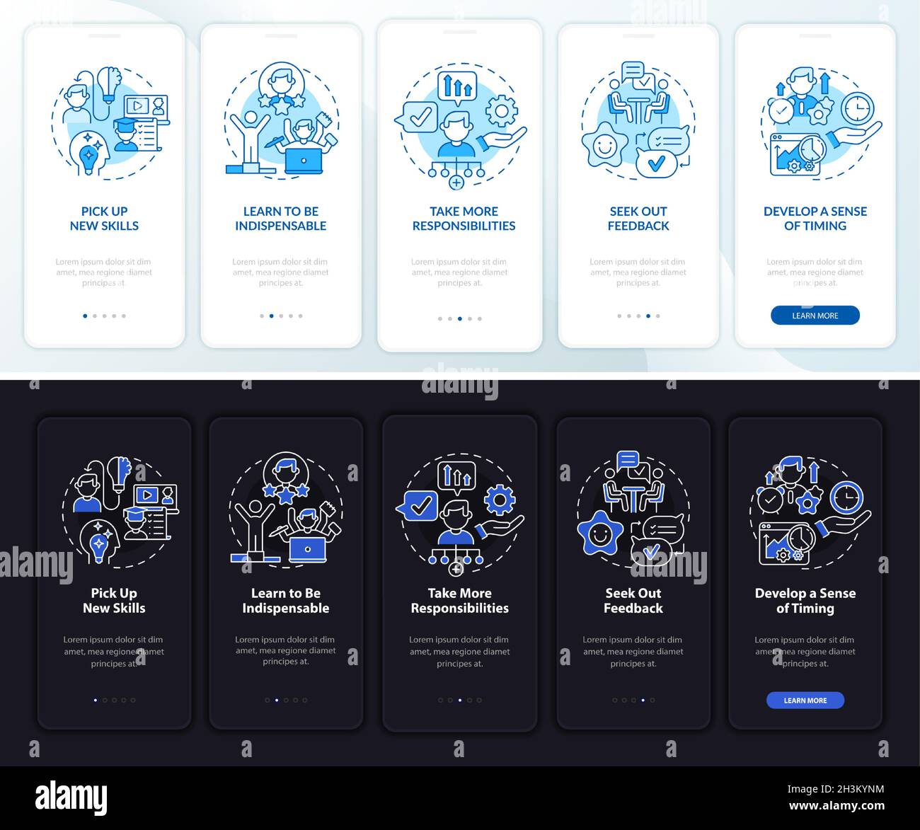 Career ladder advancement onboarding mobile app page screen Stock ...